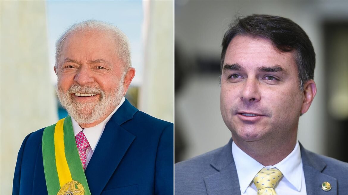 Pesquisa Gerp: Lula à esquerda e Flávio Bolsonaro à direita em fotos de arquivo